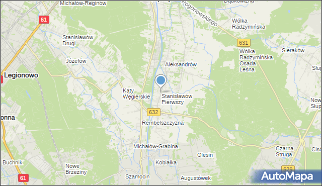 mapa Stanisławów Pierwszy, Stanisławów Pierwszy gmina Nieporęt na mapie Targeo